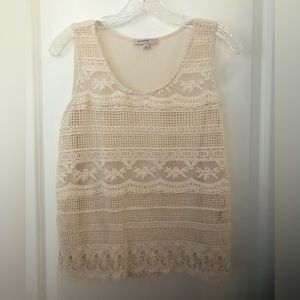 NWT Blu Pepper Ivory Lacy Crochet Tank